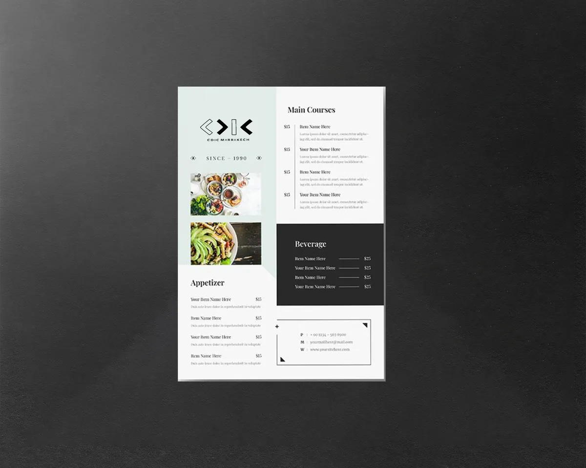 Menus restaurant en promotion